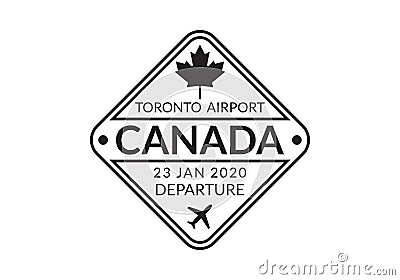 Canada Passport stamp. Visa stamp for travel. Toronto international airport grunge sign. Immigration, arrival and departure symbol Vector Illustration